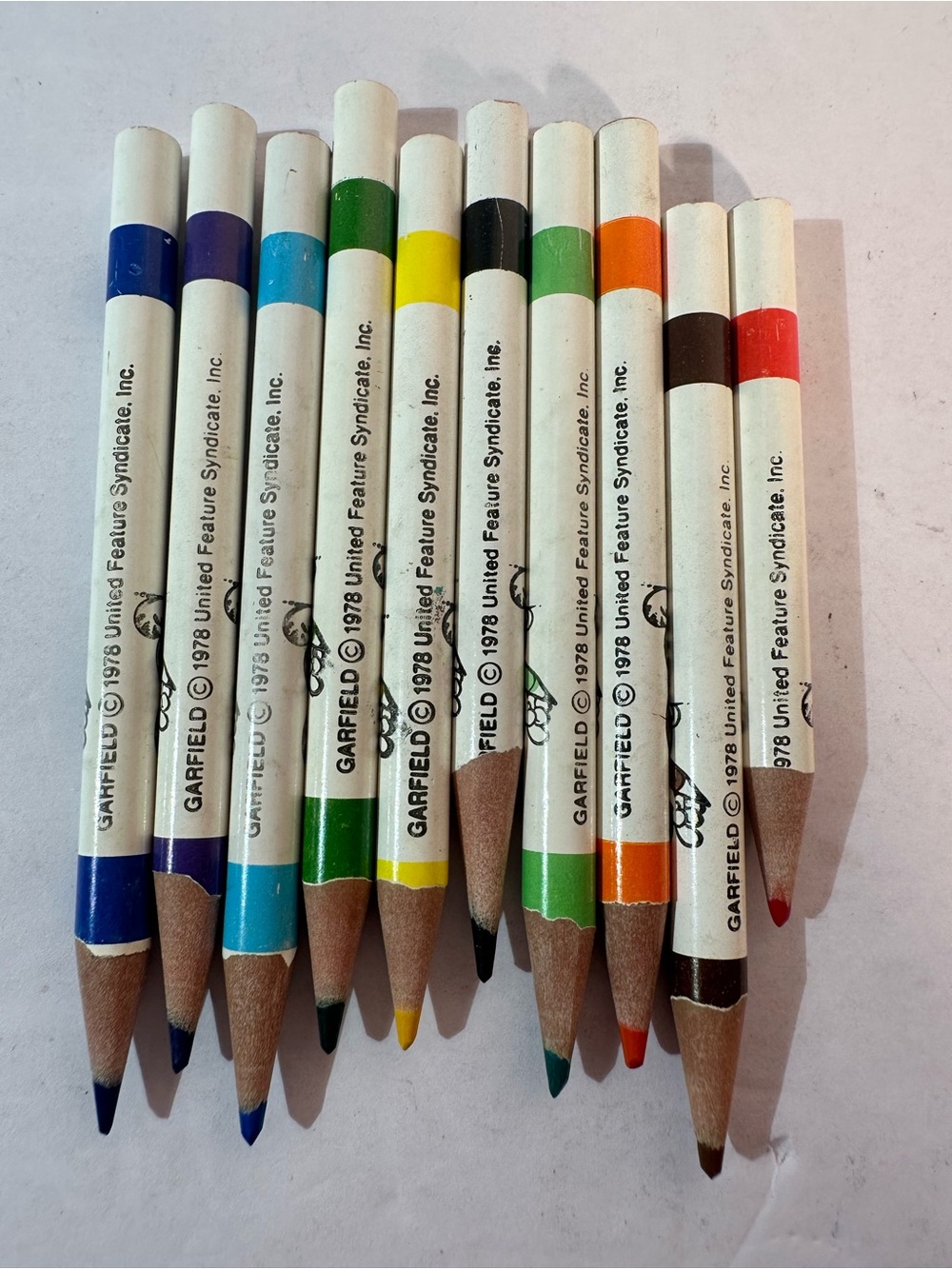 Vintage 1978 Garfield Colored Pencils  Jim Davis Lot Of 10 Used Minis Sharpened - Picture 4 of 4